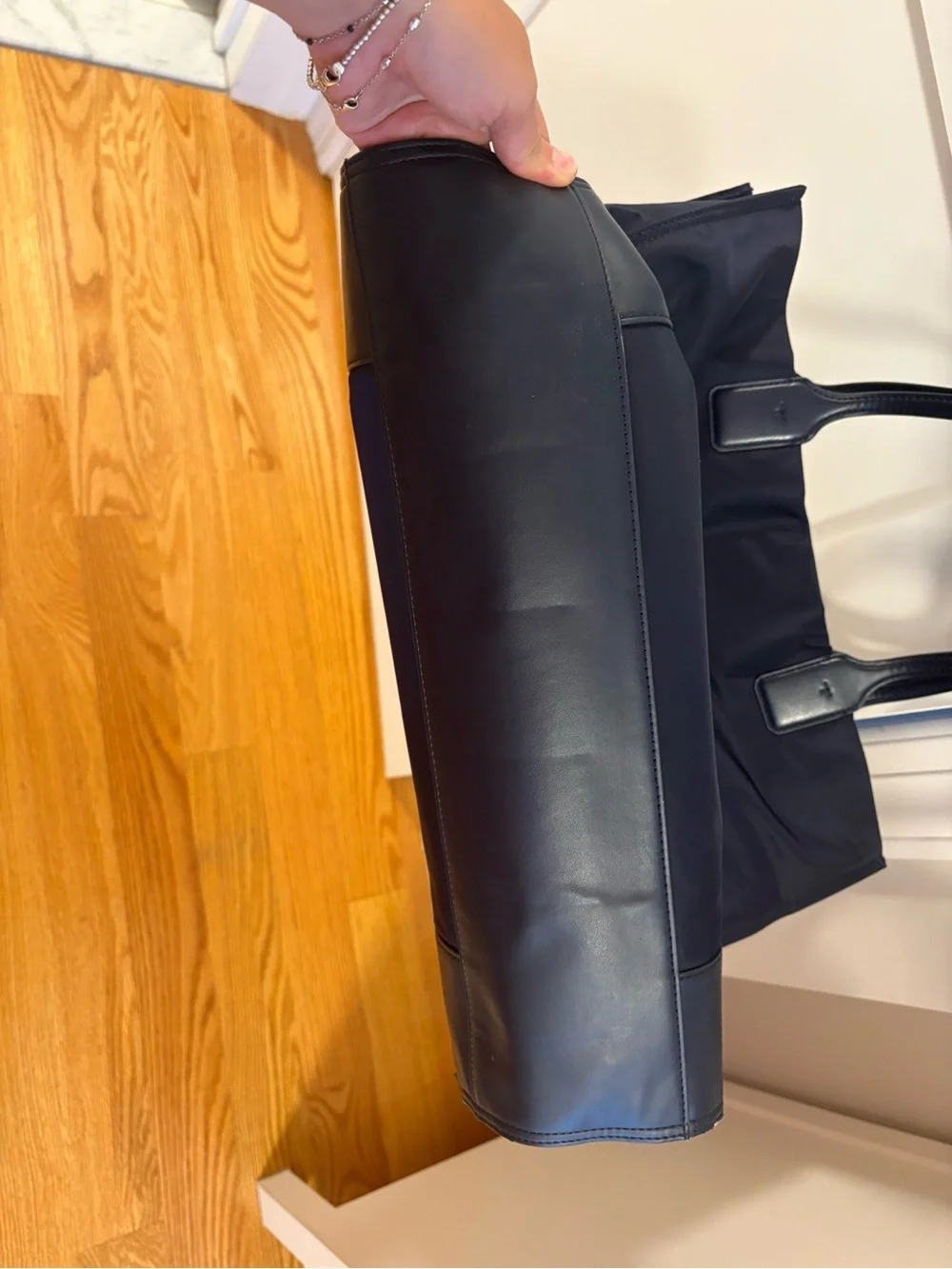 Tory Burch Navy Logo Nylon Tote